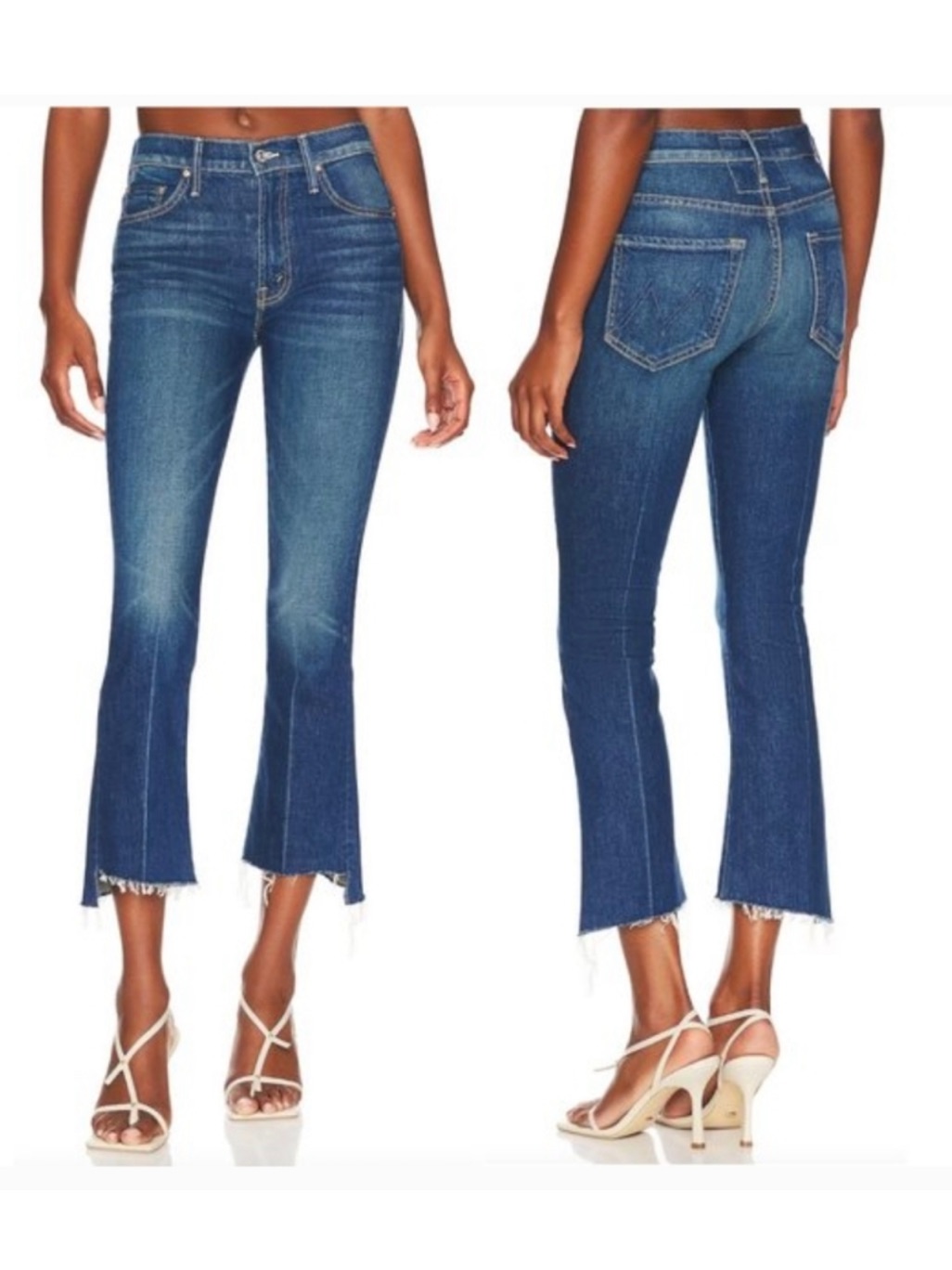 Mother Insider Crop Step Fray 26 Crushing It Jeans In Blue Wash